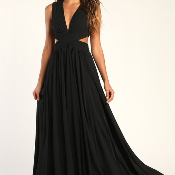 Lulus Vivid Imagination Black Cutout Maxi Dress - Size S - Picture 1 of 1